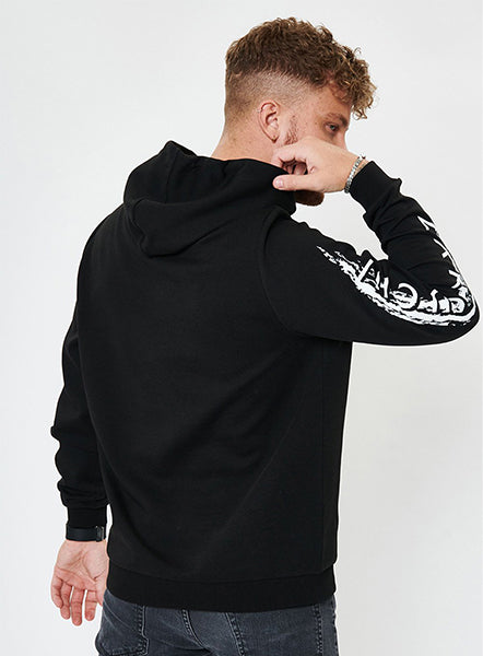 One Arm Print Hoodie - Black