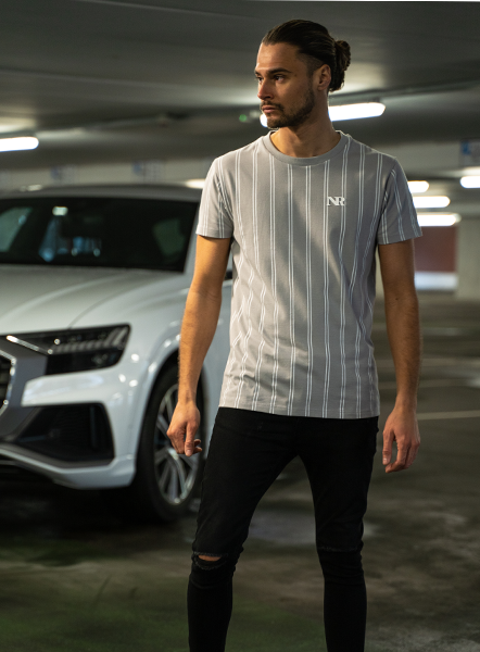 Pinstripe Tee - Grey