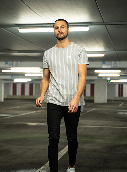 Pinstripe Tee - Grey
